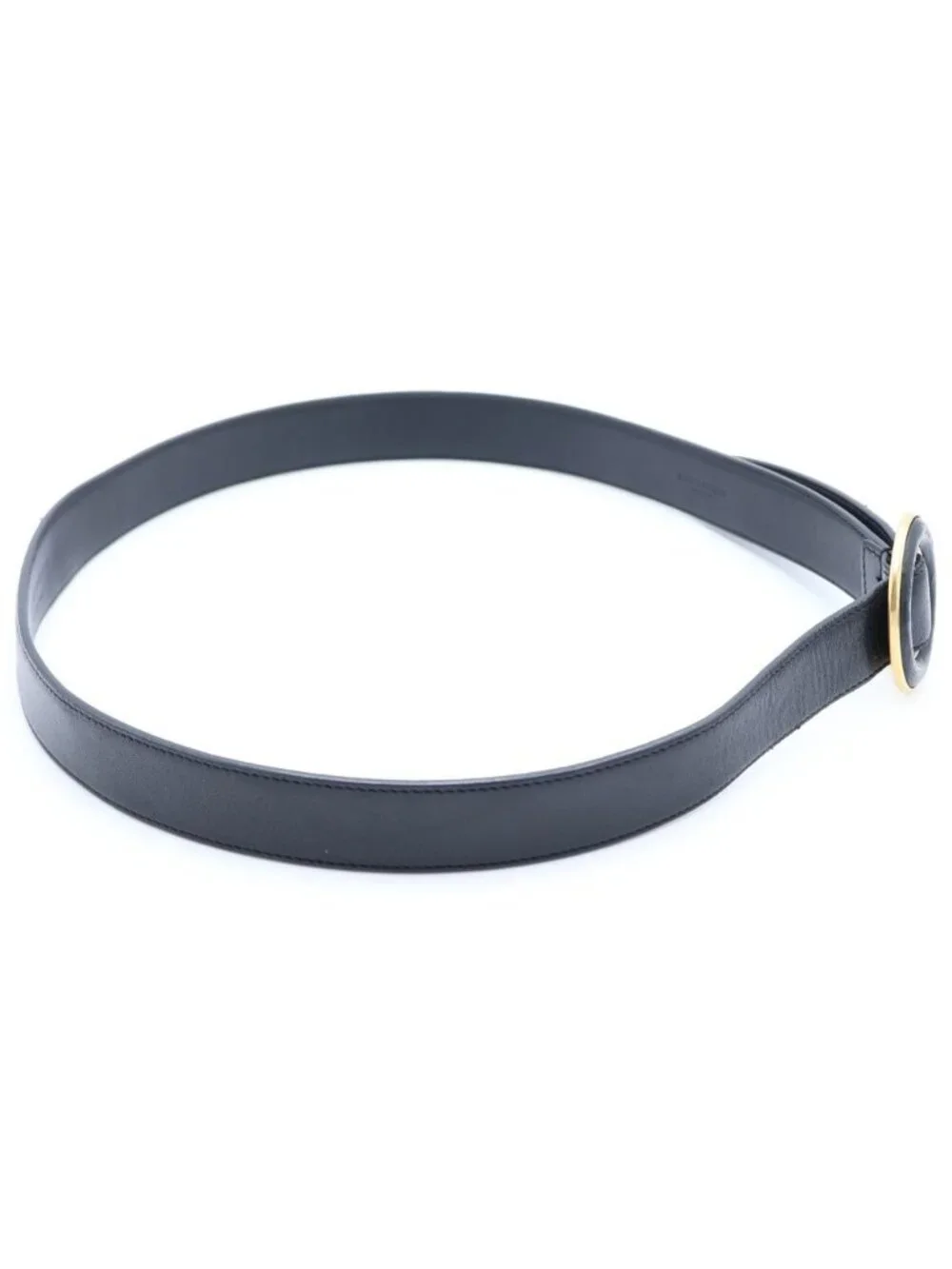 Saint Laurent Paris Circle Logo Buckle Leather Belt Gold Black 85